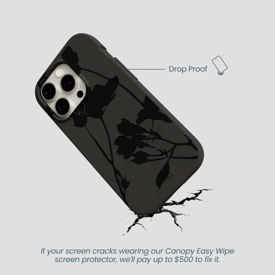 Black Shadow Petals iPhone 14 Pro Case - Image 5