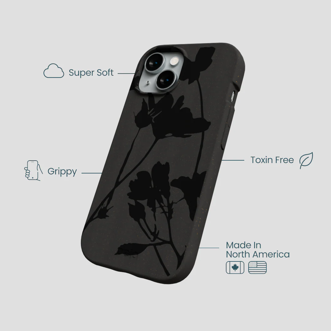 Black Shadow Petals iPhone 15 Case - Image 4