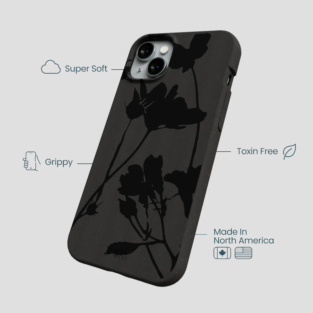 Black Shadow Petals iPhone 15 Plus Case - Image 4
