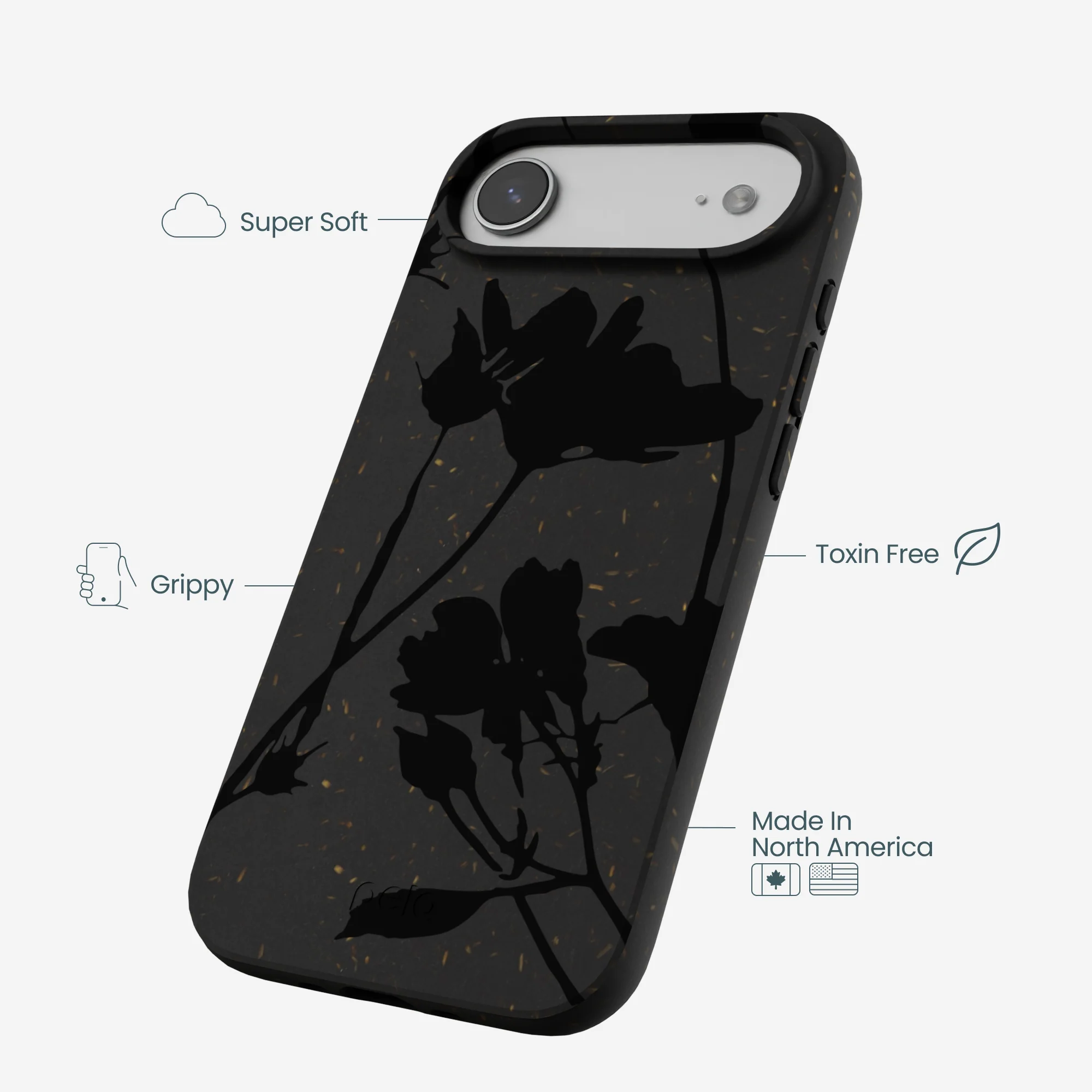 Black Shadow Petals iPhone Air Case - Image 4
