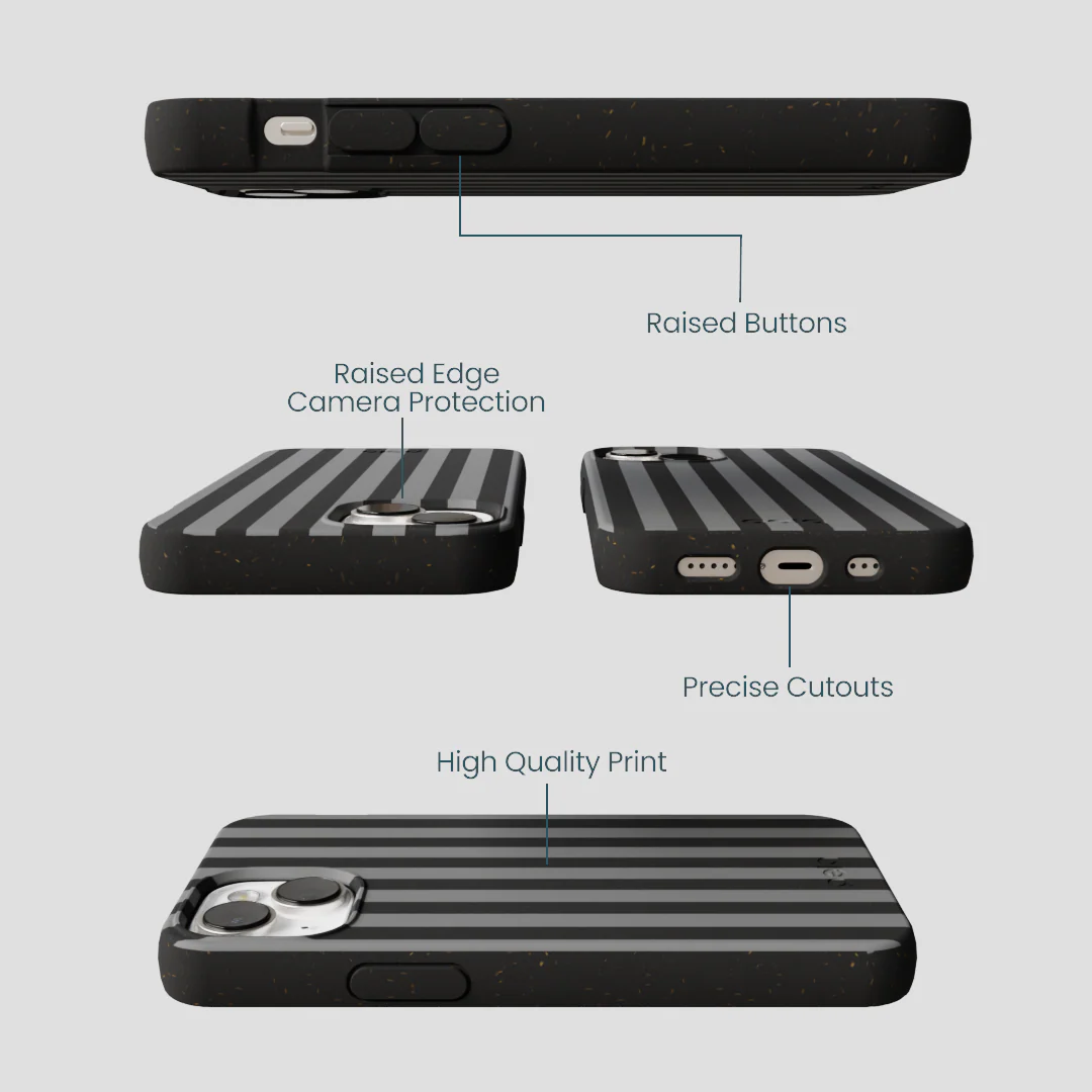 Black Shadow Stripes iPhone 13 Case - Image 3