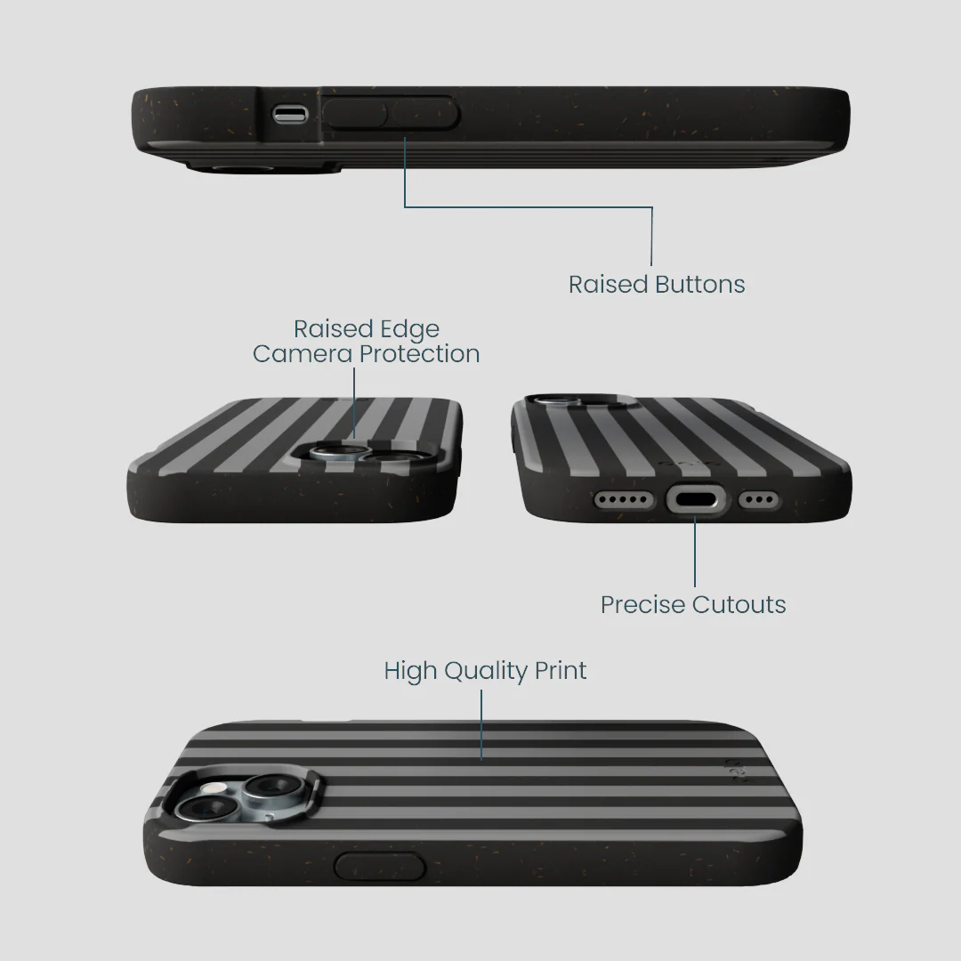 Black Shadow Stripes iPhone 14 Case - Image 3