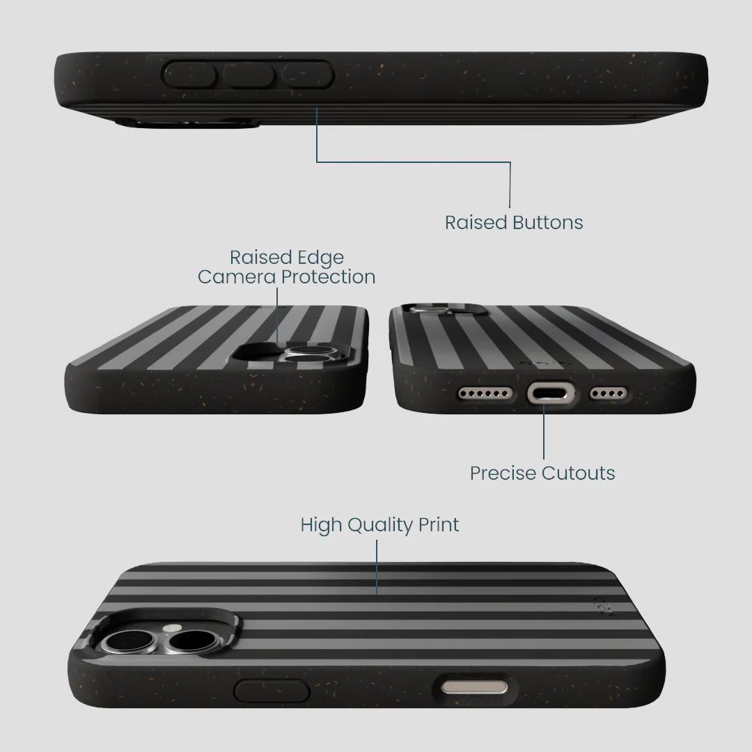 Black Shadow Stripes iPhone 16 Plus Case - Image 3