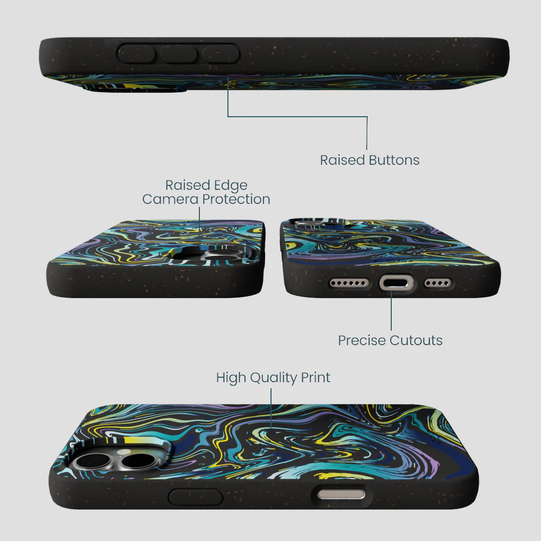 Black Space Waves iPhone 16 Plus Case - Image 3