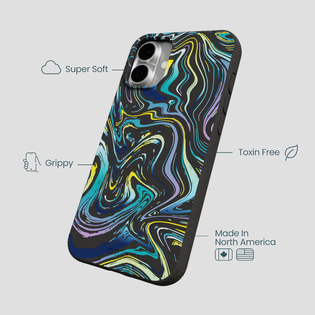 Black Space Waves iPhone 16 Plus Case - Image 4