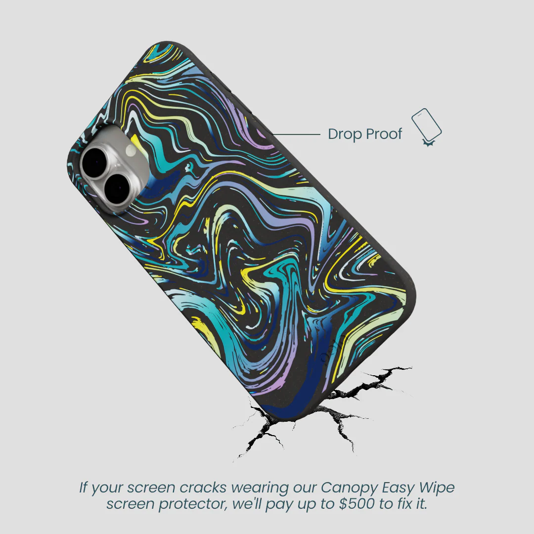 Black Space Waves iPhone 16 Plus Case - Image 5