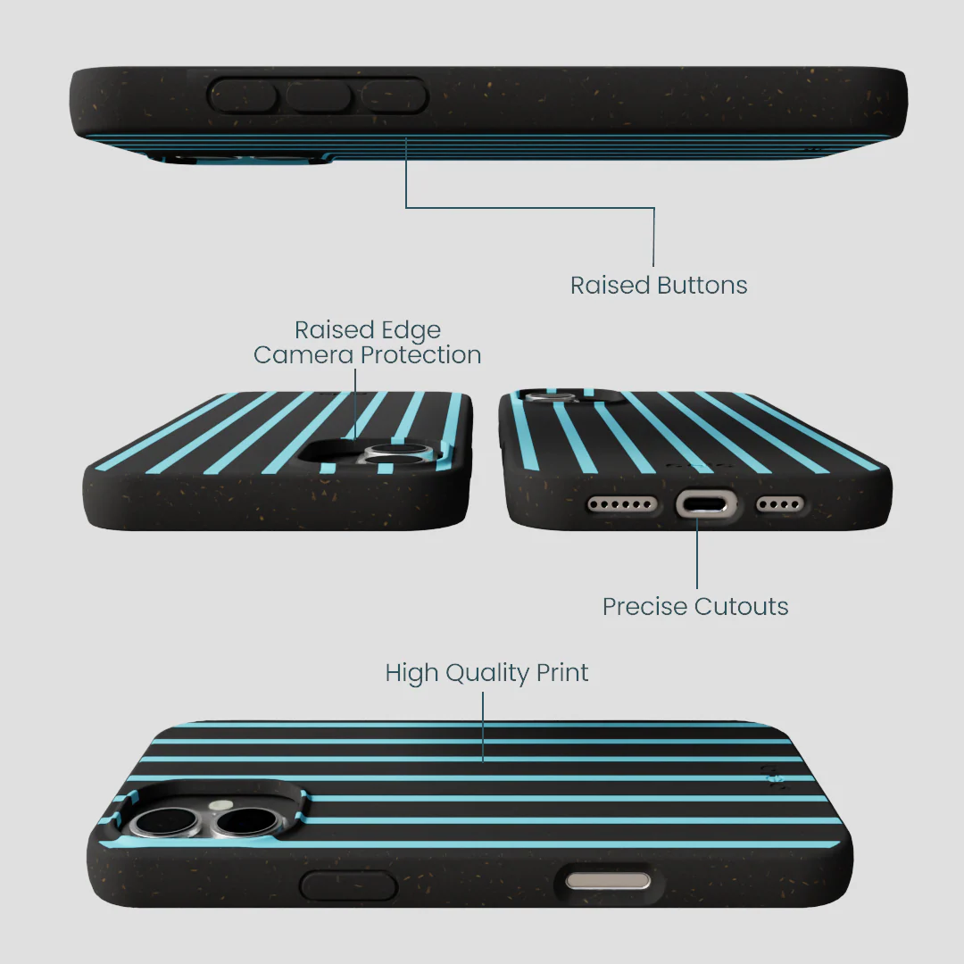 Black Tidal Light Stripes iPhone 16 Plus Case - Image 2