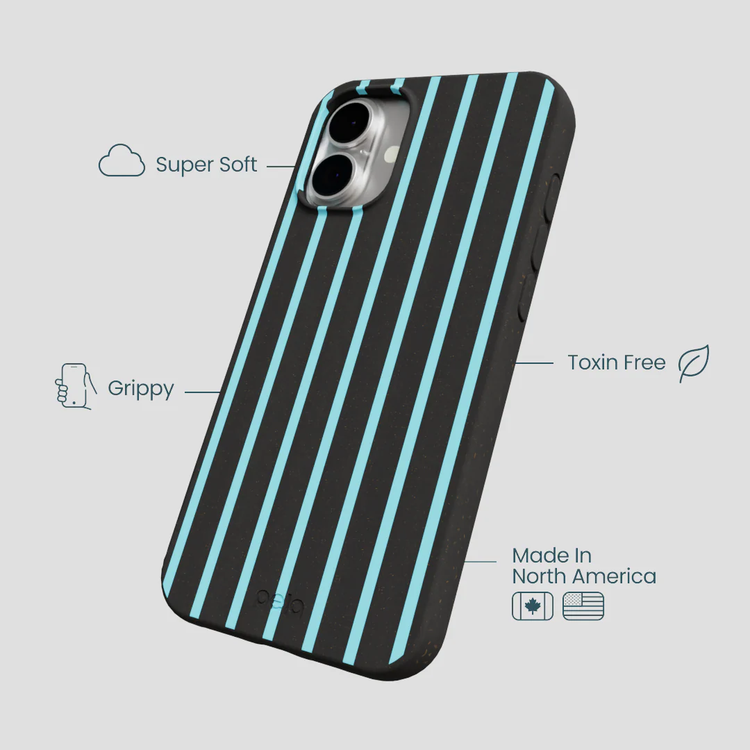 Black Tidal Light Stripes iPhone 16 Plus Case - Image 3