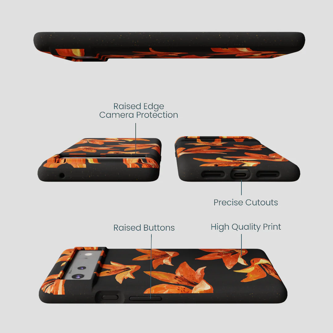 Black Tiger Lily Google Pixel 6 Case - Image 3