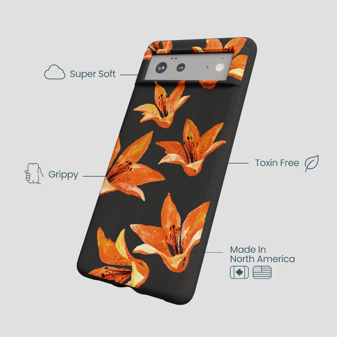 Black Tiger Lily Google Pixel 6a Case - Image 4
