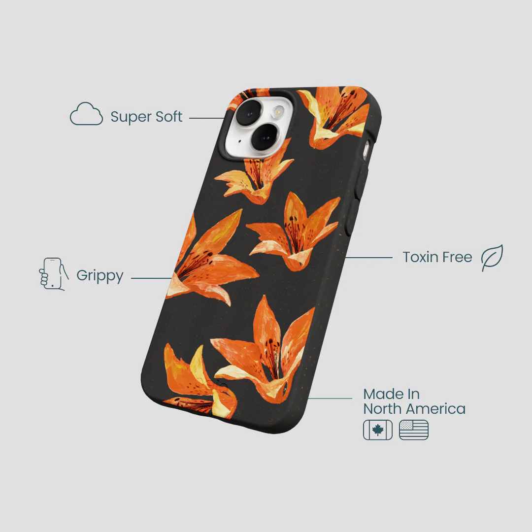Black Tiger Lily iPhone 13 Mini Case - Image 4
