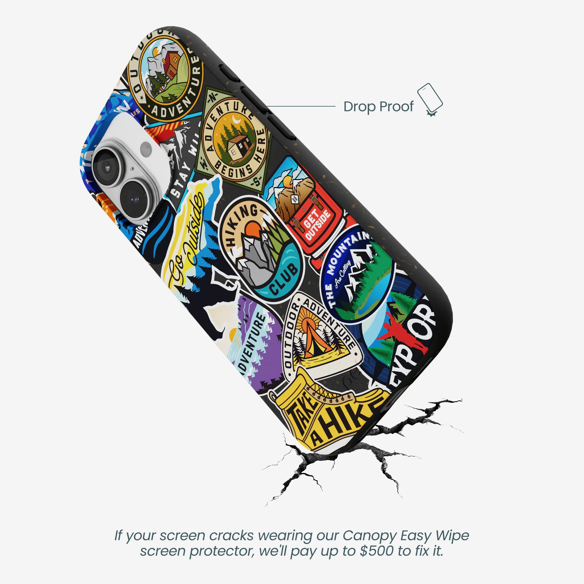 Black Trail Stickers iPhone 17 Case - Image 5