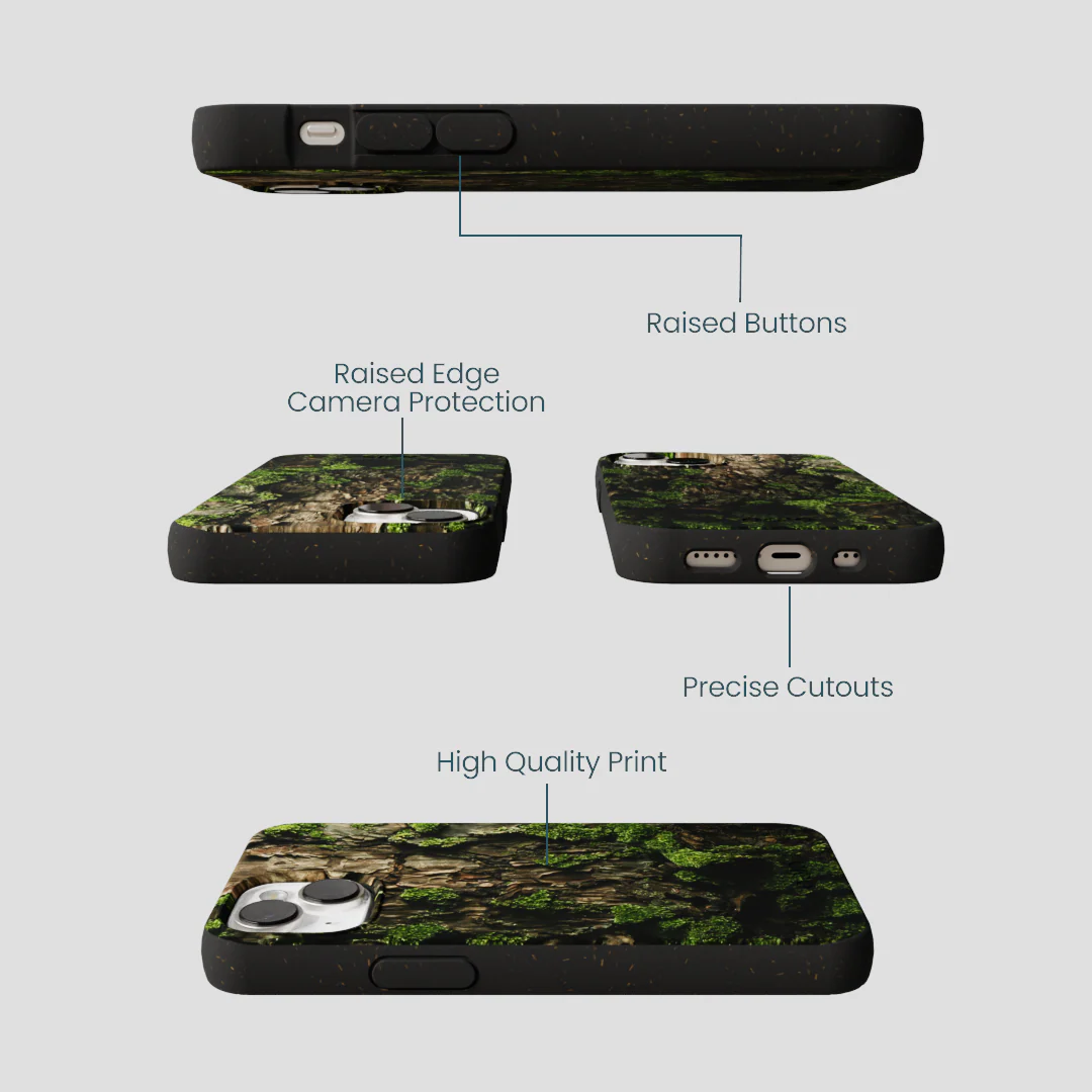 Black Tree Bark iPhone 13 Mini Case - Image 3