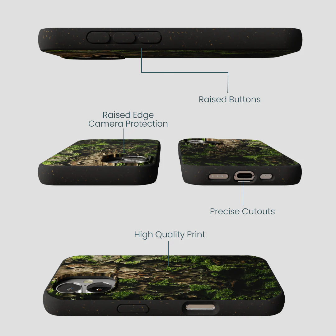 Black Tree Bark iPhone 16 Case - Image 3