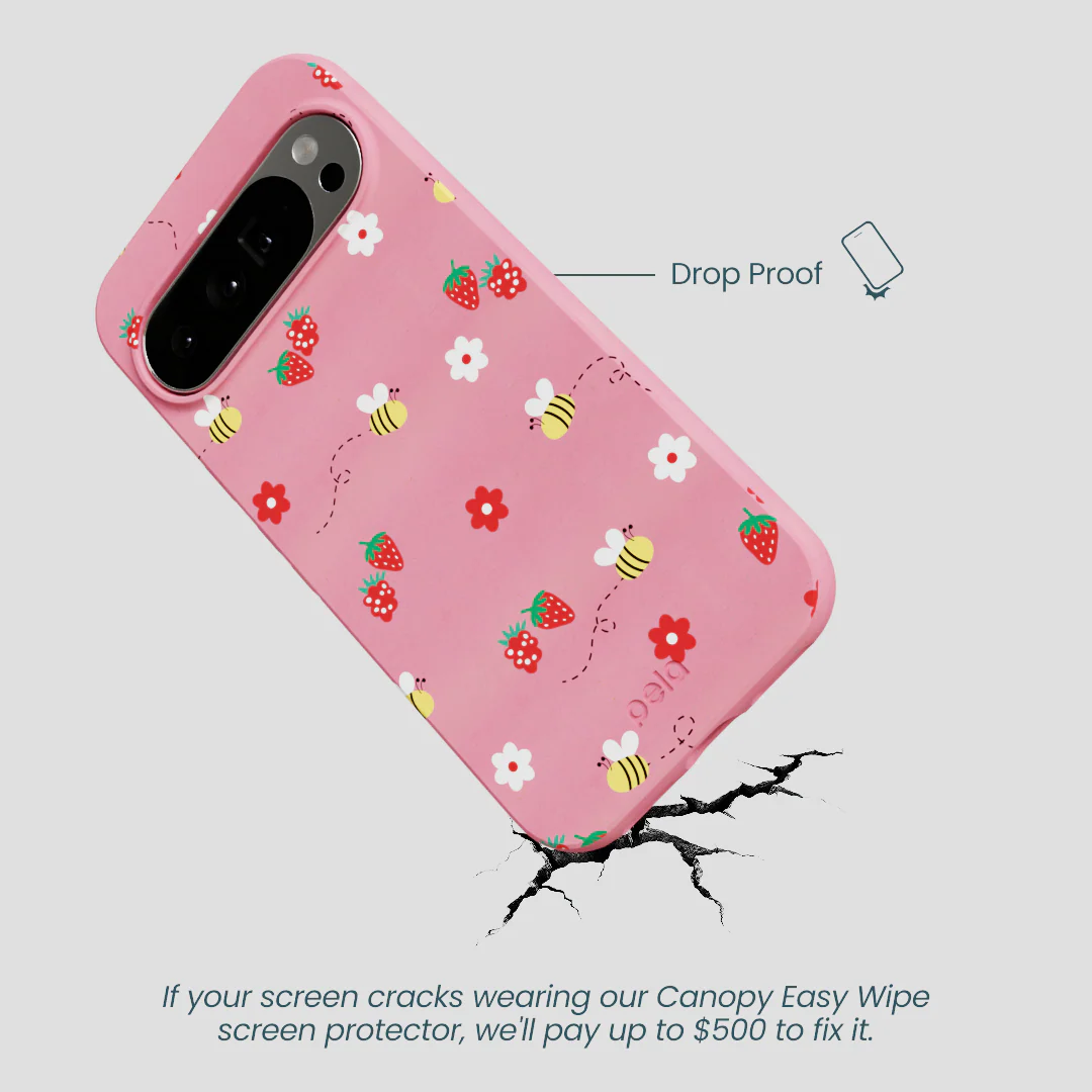 Bubblegum Pink Bees n Berries Google Pixel 10 Pro XL Case - Image 5