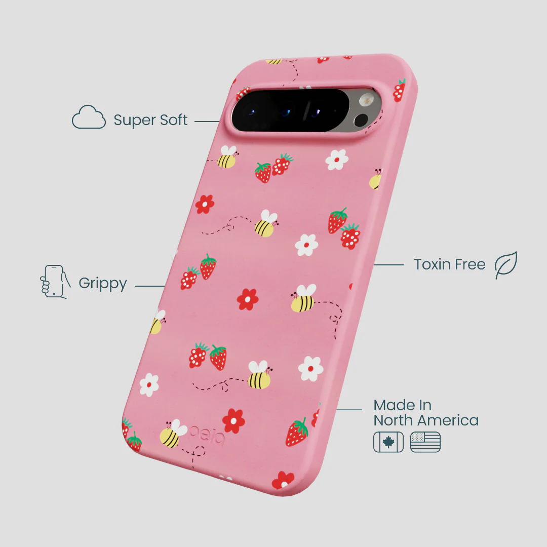 Bubblegum Pink Bees n Berries Google Pixel 9 Pro XL Case - Image 4