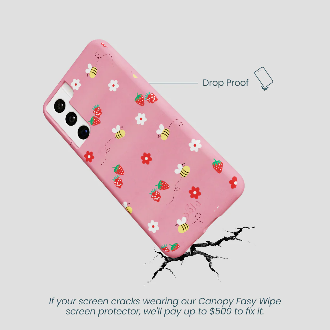 Bubblegum Pink Bees n Berries Samsung Galaxy S22 Case - Image 5