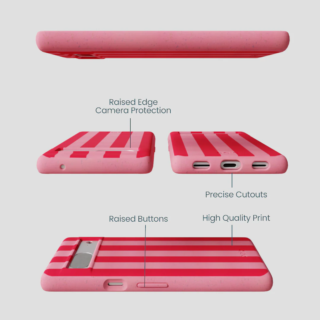 Bubblegum Pink Big Pink Stripes Google Pixel 7 Case - Image 3