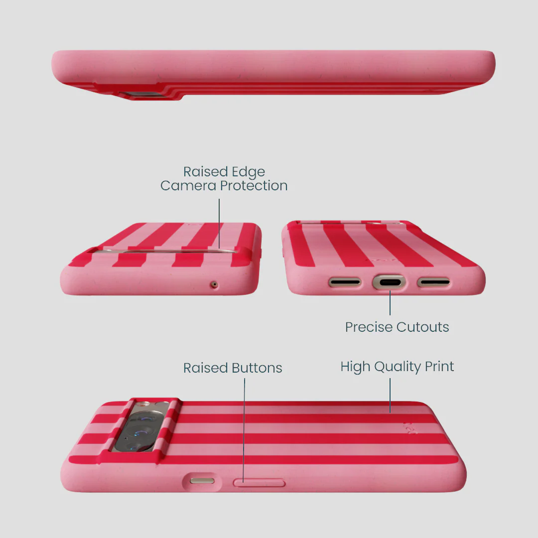 Bubblegum Pink Big Pink Stripes Google Pixel 8 Pro Case - Image 3