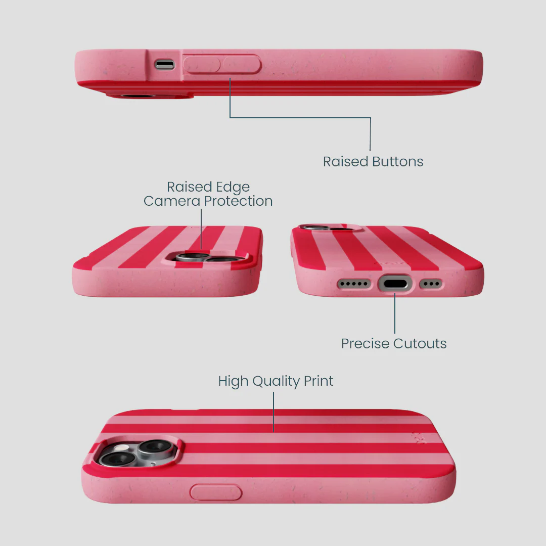 Bubblegum Pink Big Pink Stripes iPhone 14 Case - Image 3