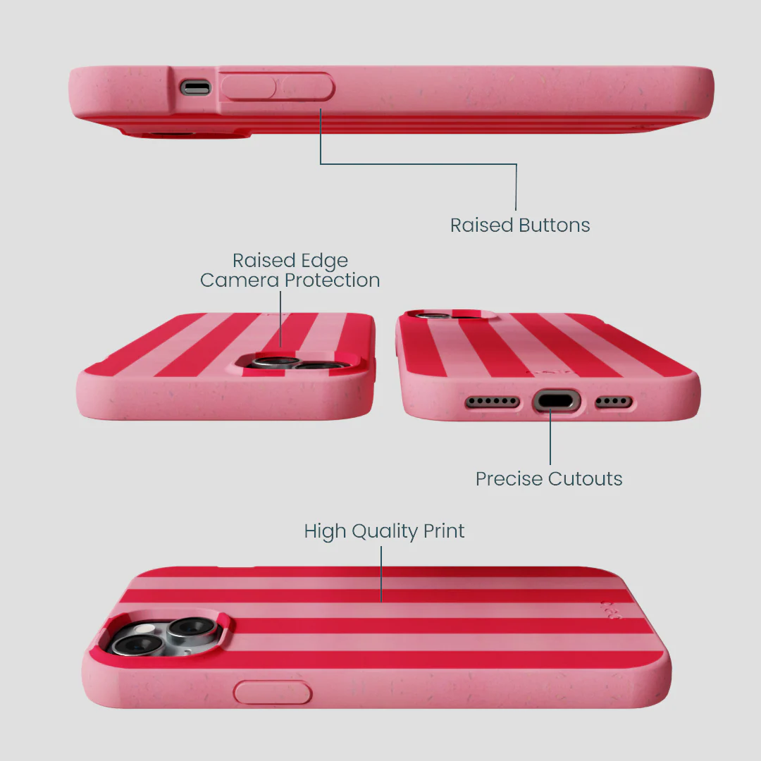 Bubblegum Pink Big Pink Stripes iPhone 15 Plus Case - Image 3