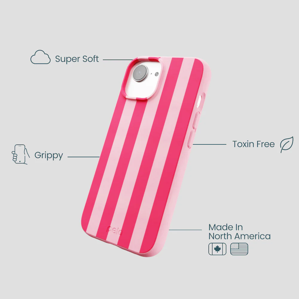Bubblegum Pink Big Pink Stripes iPhone 16e/17e Case - Image 4
