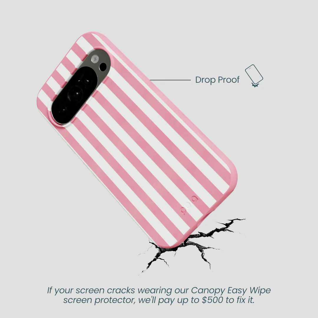 Bubblegum Pink Blush White Stripes Google Pixel 10/10 Pro Case - Image 5
