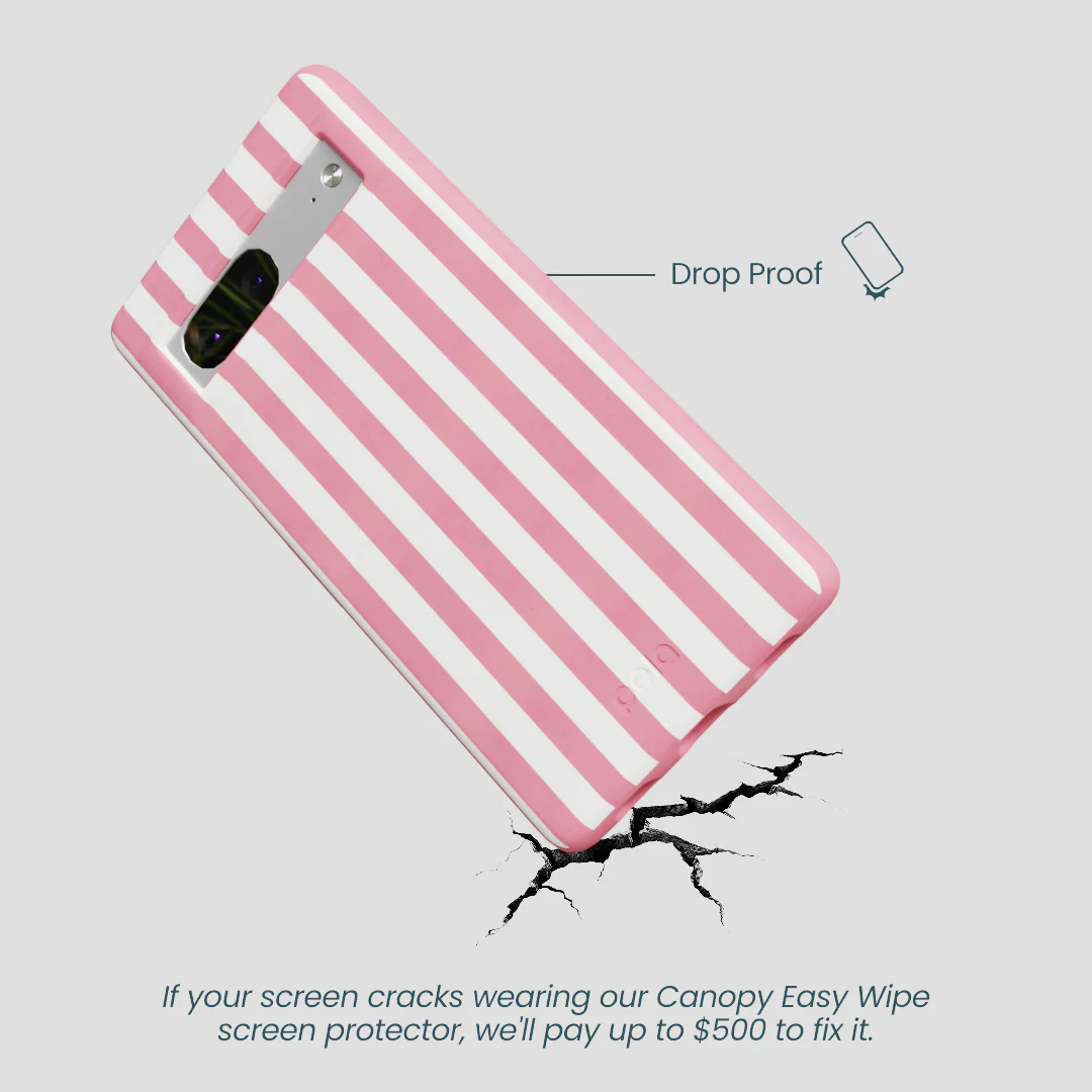 Bubblegum Pink Blush White Stripes Google Pixel 7a Case - Image 5