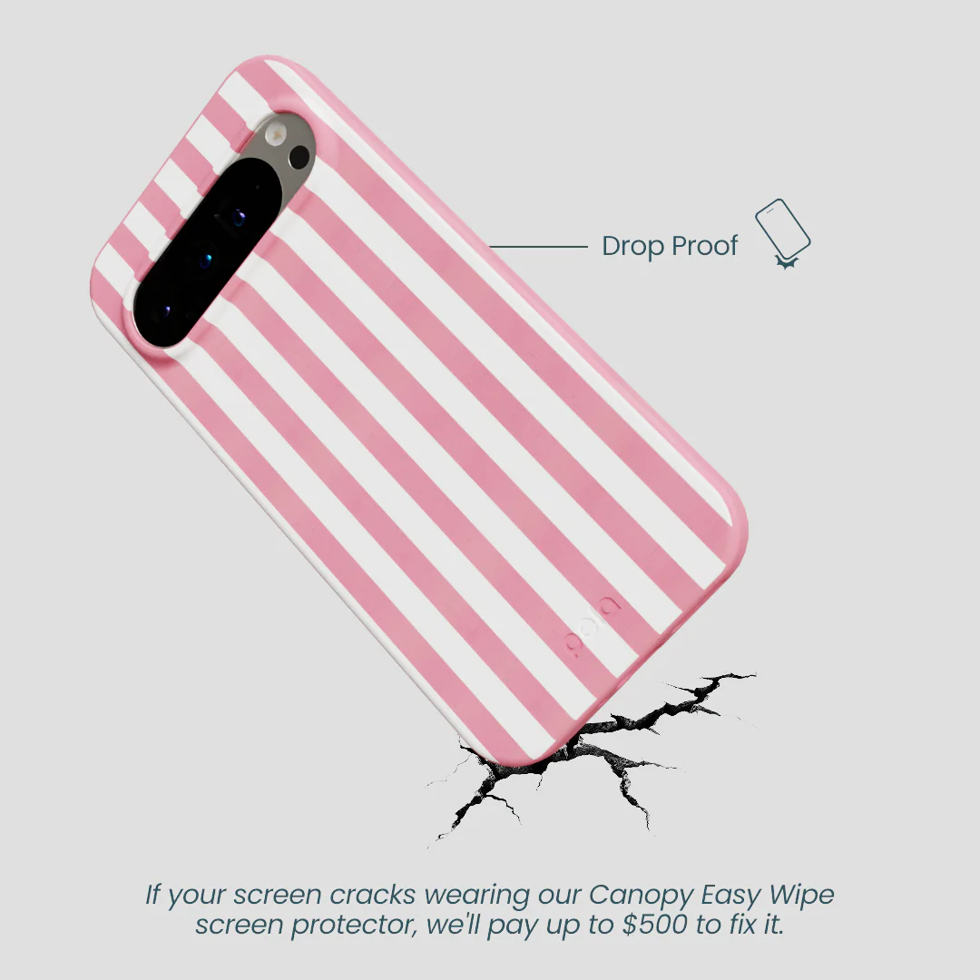 Bubblegum Pink Blush White Stripes Google Pixel 9 Pro XL Case - Image 5