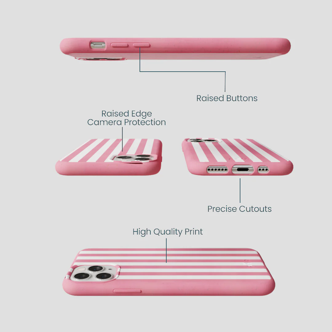 Bubblegum Pink Blush White Stripes iPhone 11 Pro Case - Image 3