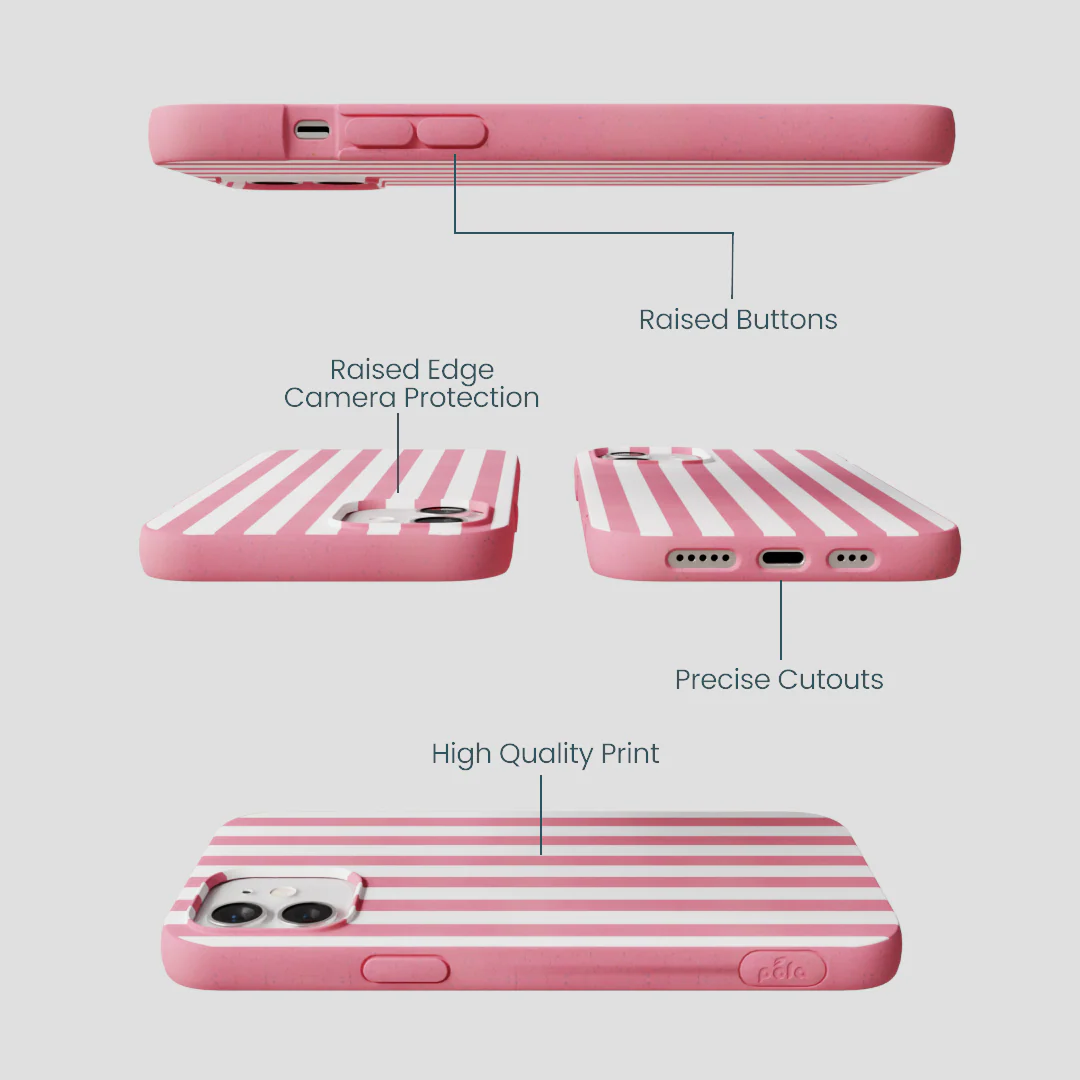 Bubblegum Pink Blush White Stripes iPhone 12/ iPhone 12 Pro Case - Image 3