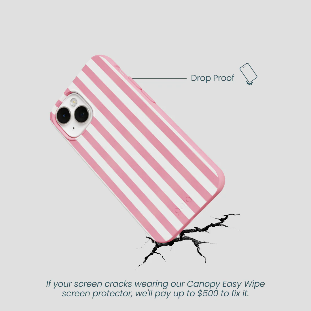 Bubblegum Pink Blush White Stripes iPhone 13 Mini Case - Image 5