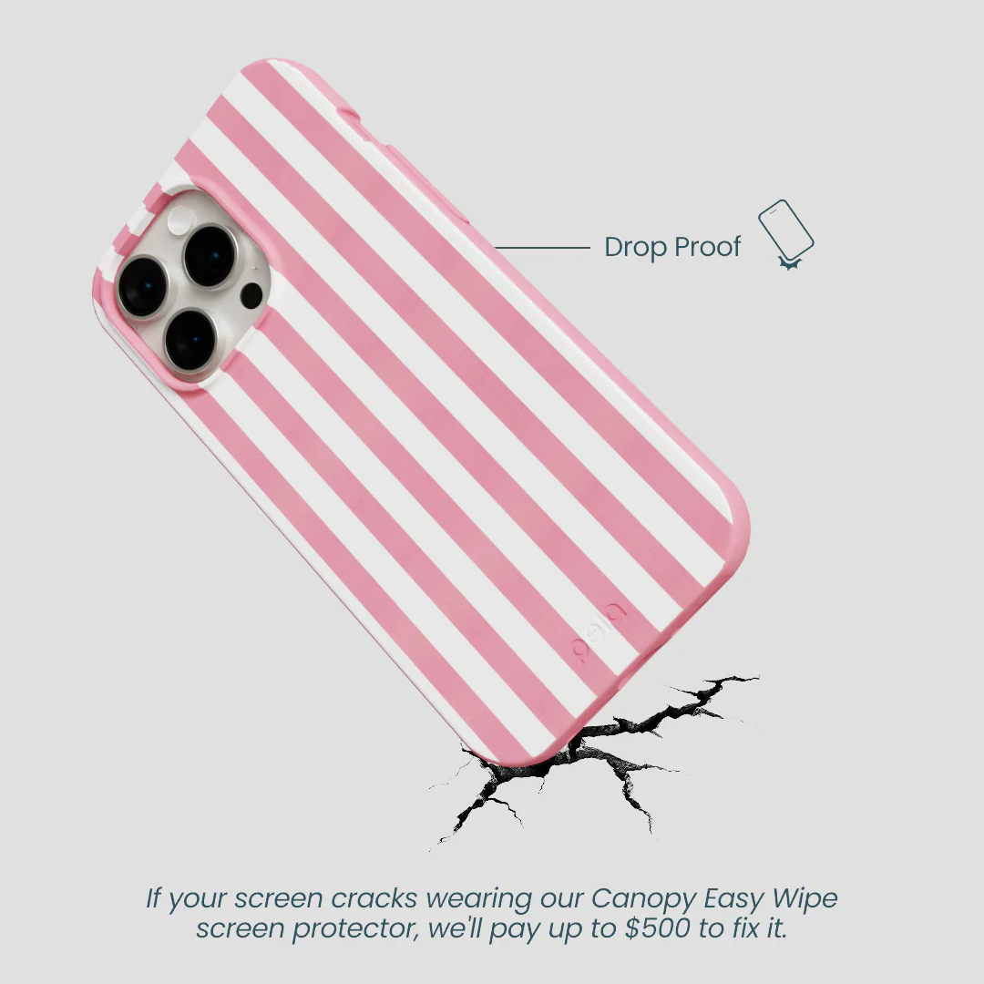 Bubblegum Pink Blush White Stripes iPhone 14 Pro Max Case - Image 5
