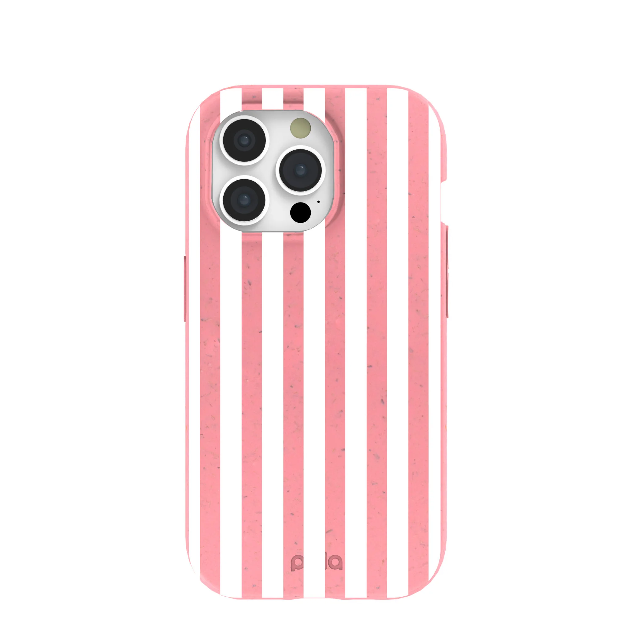 Bubblegum Pink Blush White Stripes iPhone 15 Pro Case