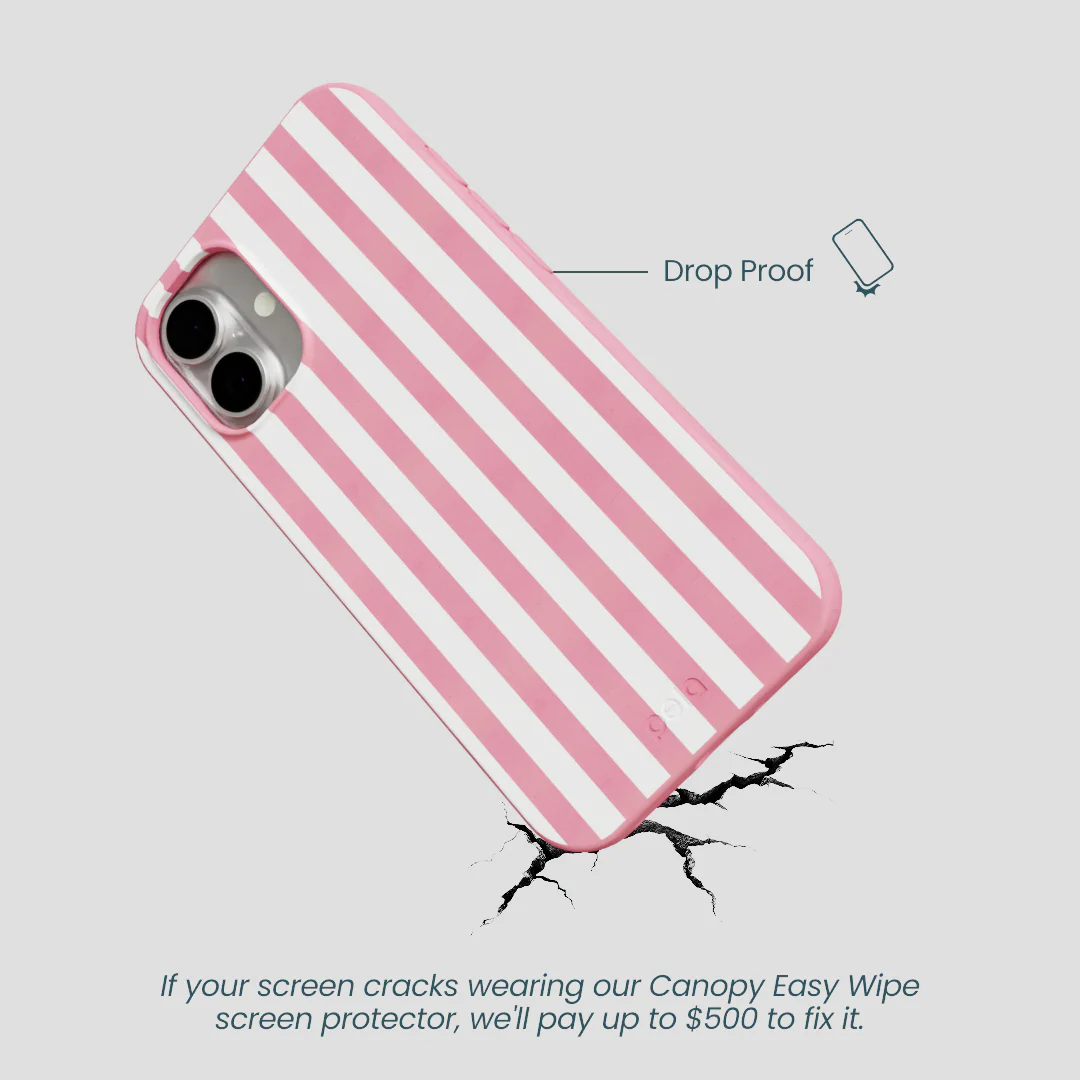 Bubblegum Pink Blush White Stripes iPhone 16 Plus Case - Image 5