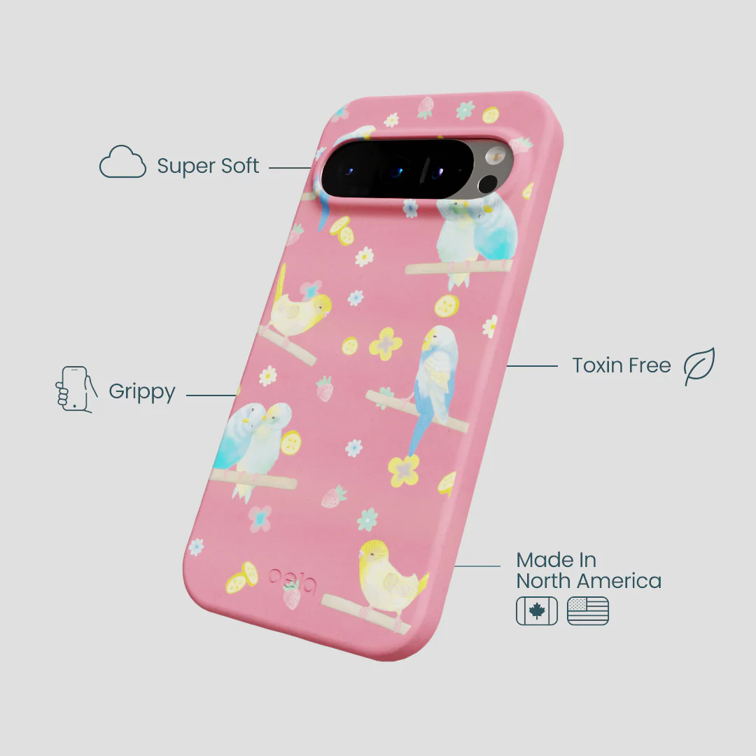 Bubblegum Pink Budgie Daydream Google Pixel 9/9 Pro Case - Image 4