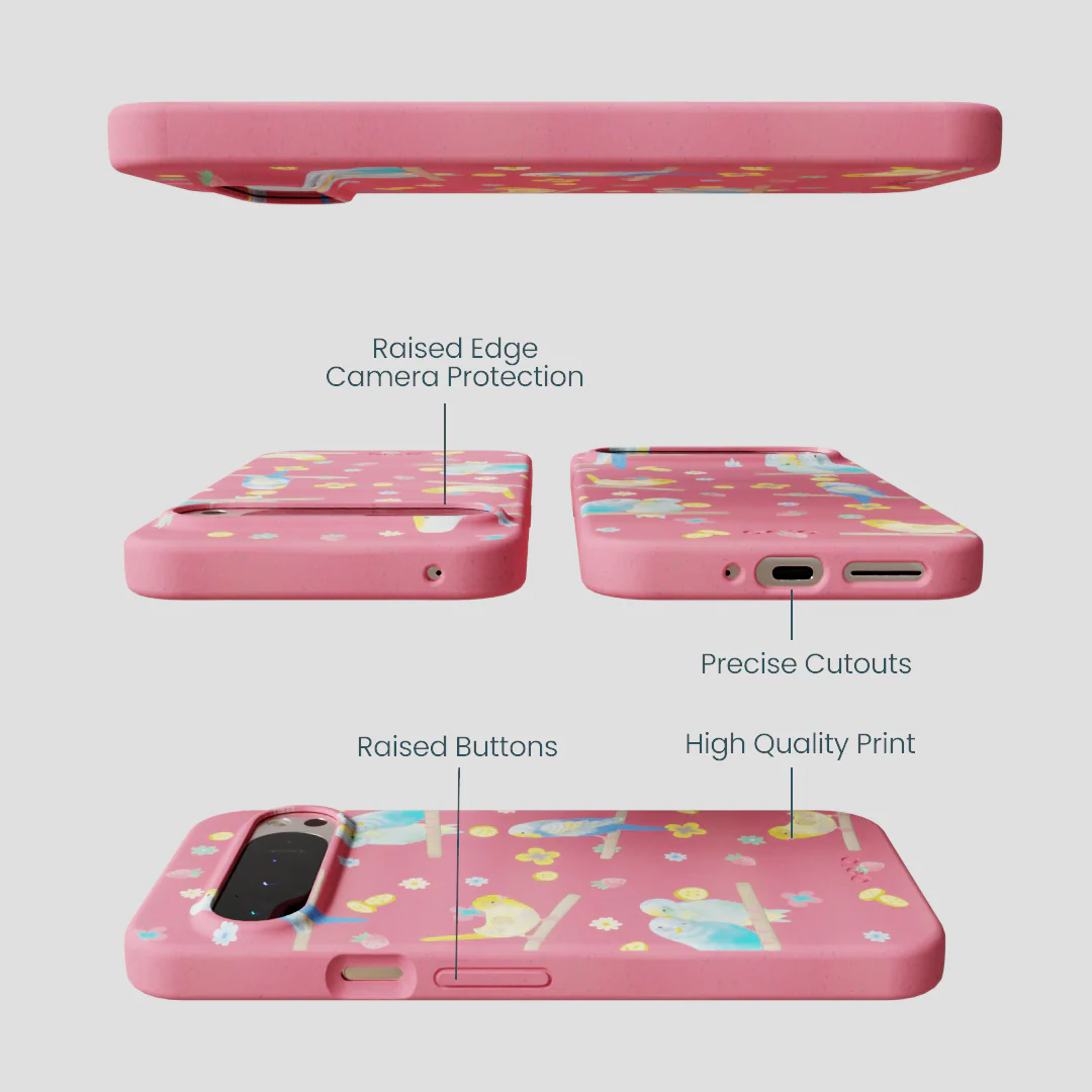 Bubblegum Pink Budgie Daydream Google Pixel 9 Pro XL Case - Image 3