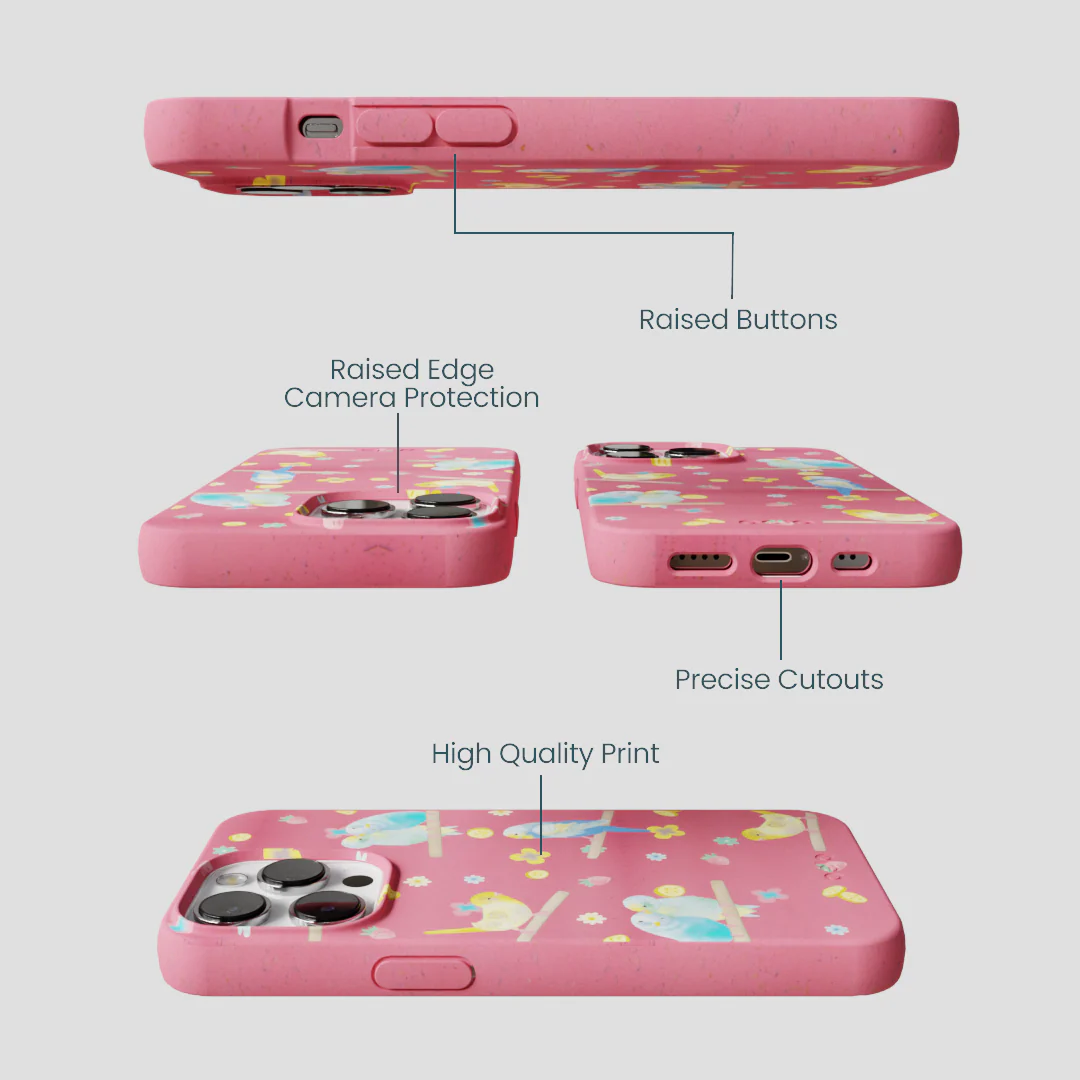 Bubblegum Pink Budgie Daydream iPhone 13 Pro Case - Image 3