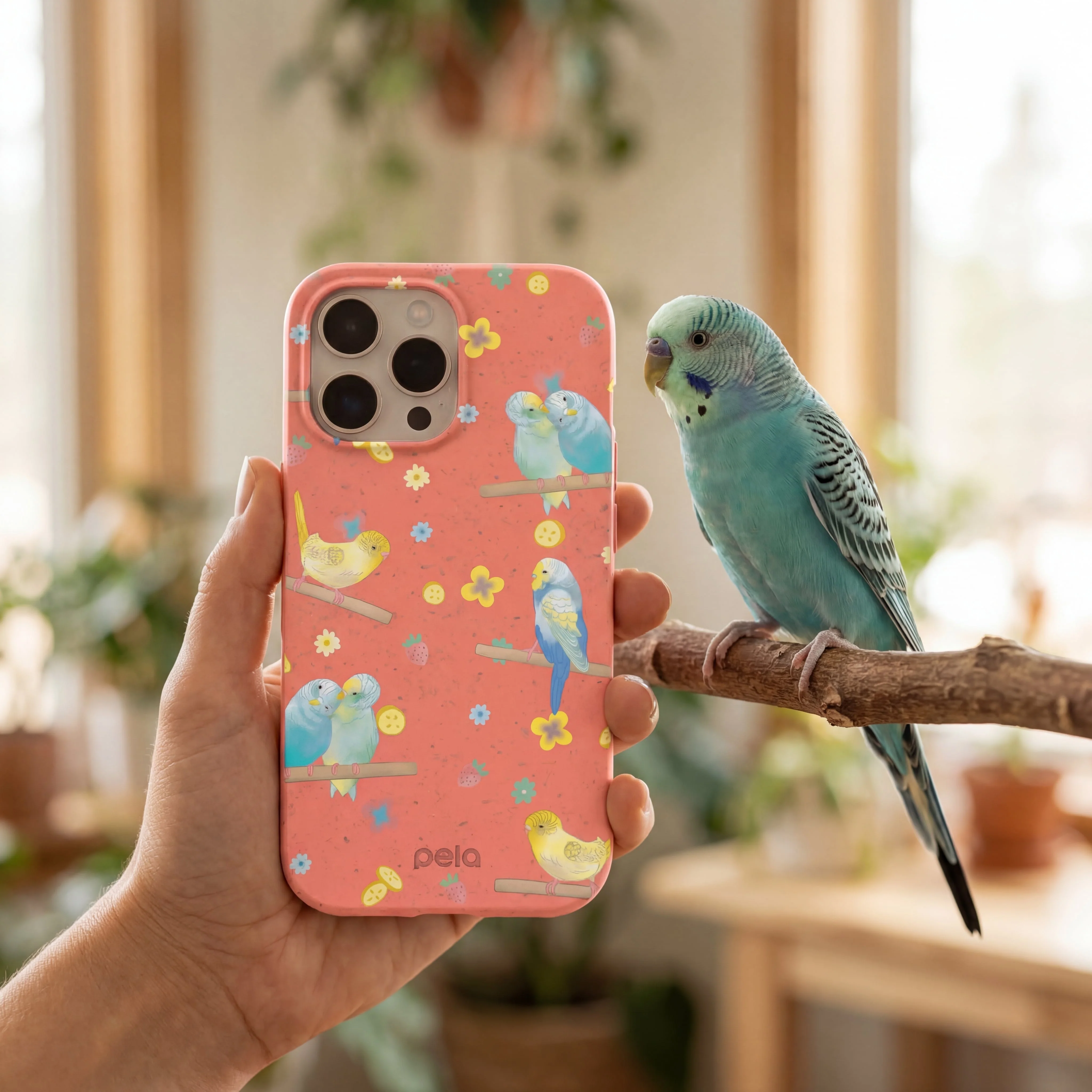 Bubblegum Pink Budgie Daydream iPhone 16 Plus Case - Image 2