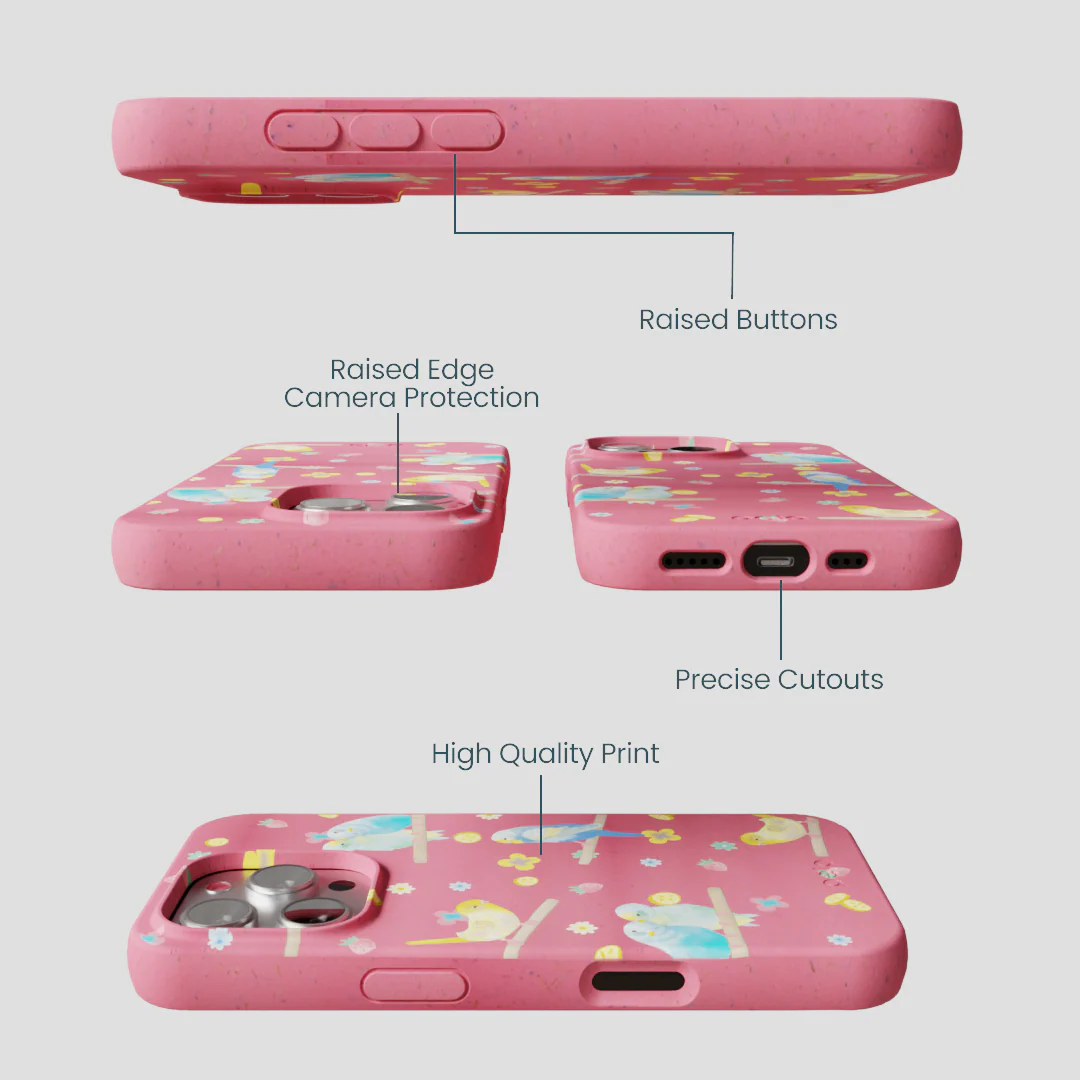 Bubblegum Pink Budgie Daydream iPhone 16 Pro Case - Image 3