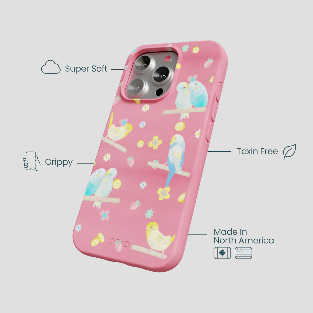 Bubblegum Pink Budgie Daydream iPhone 16 Pro Case - Image 4