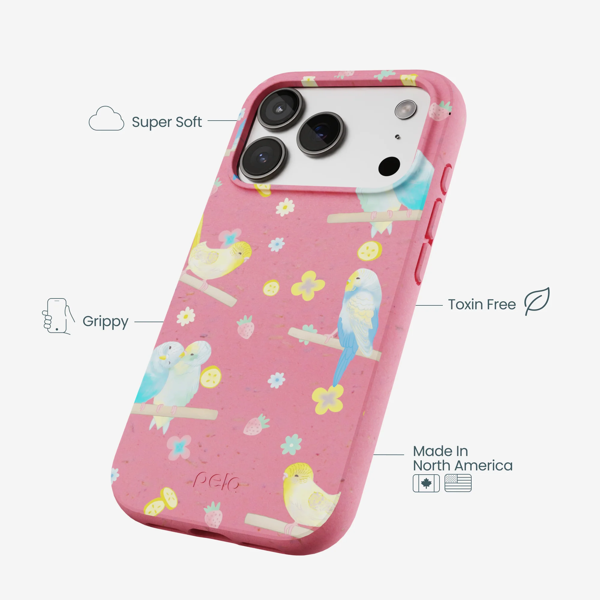 Bubblegum Pink Budgie Daydream iPhone 17 Pro Case - Image 4