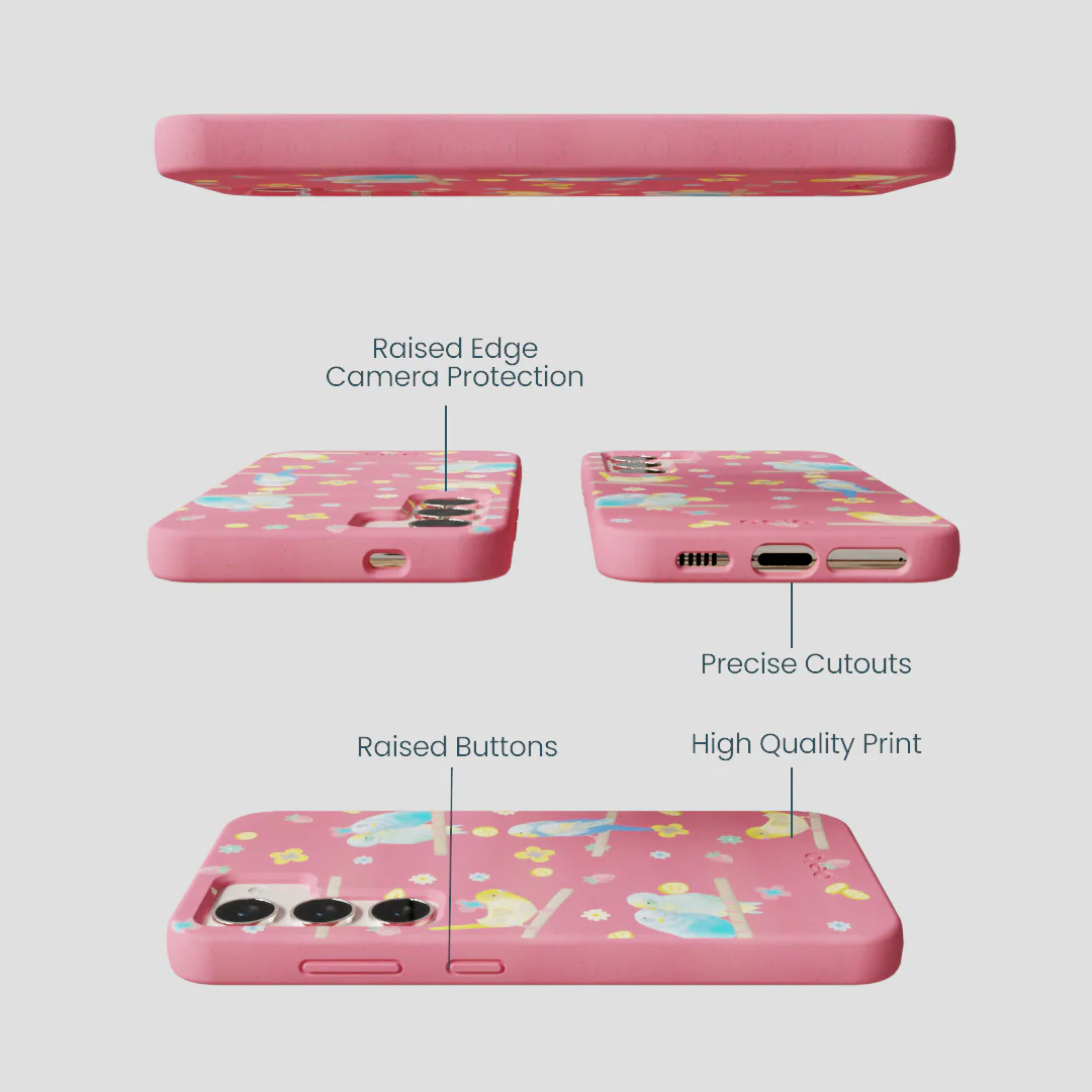 Bubblegum Pink Budgie Daydream Samsung Galaxy S24 Case - Image 3