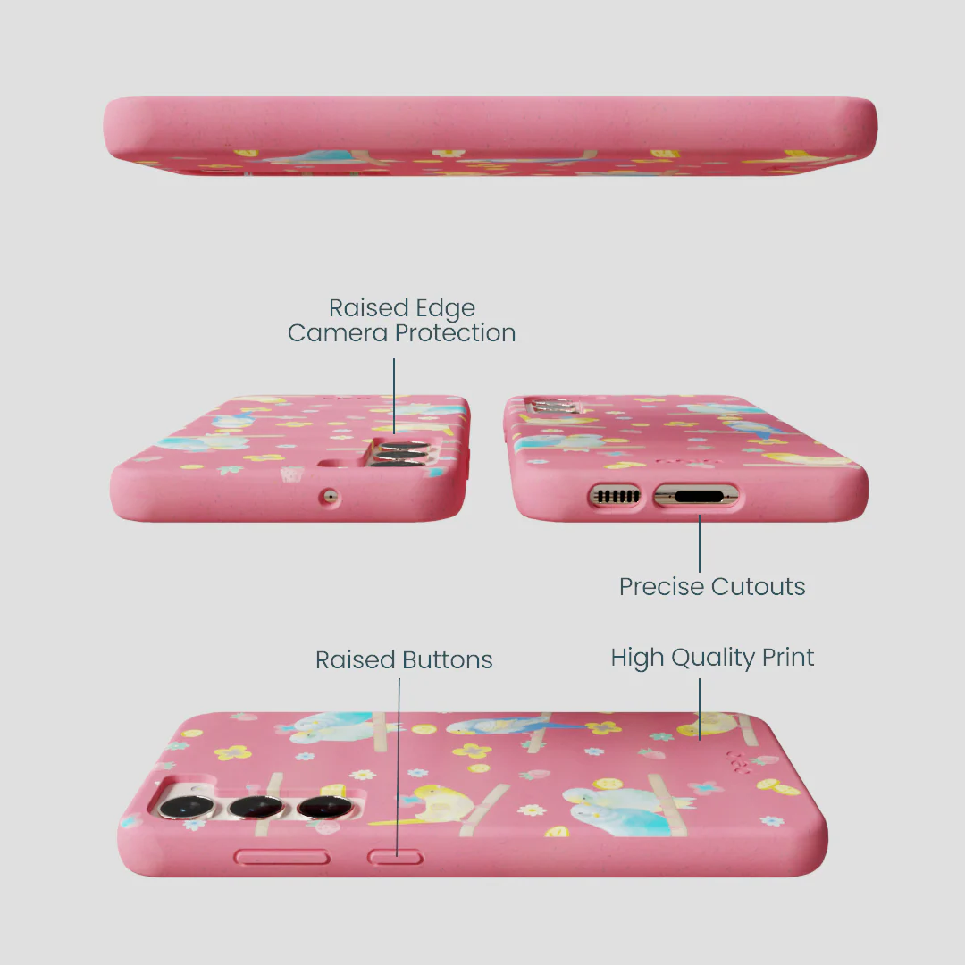 Bubblegum Pink Budgie Daydream Samsung Galaxy S24+(Plus) Case - Image 3
