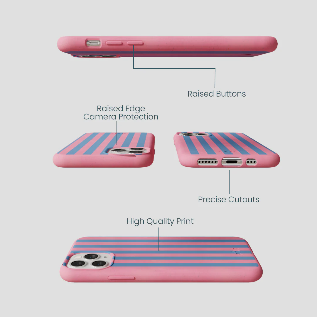 Bubblegum Pink Candy Blue Stripes iPhone 11 Pro Case - Image 3