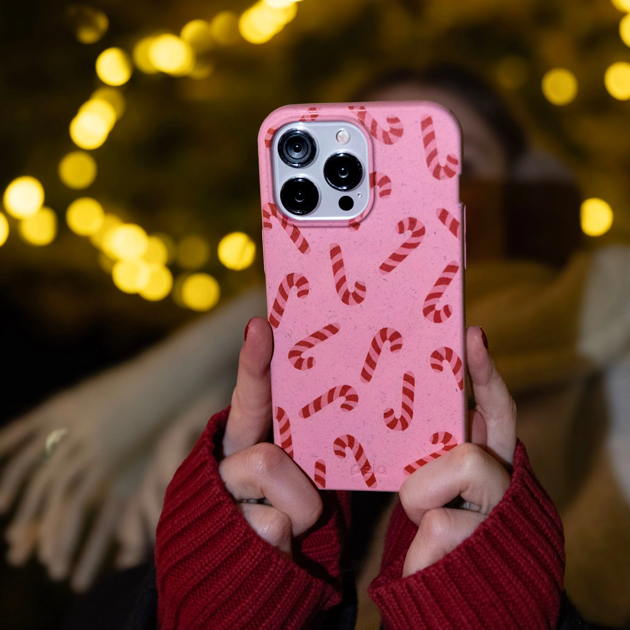 Bubblegum Pink Candy Cane Chaos iPhone 17 Pro Max Case - Image 2