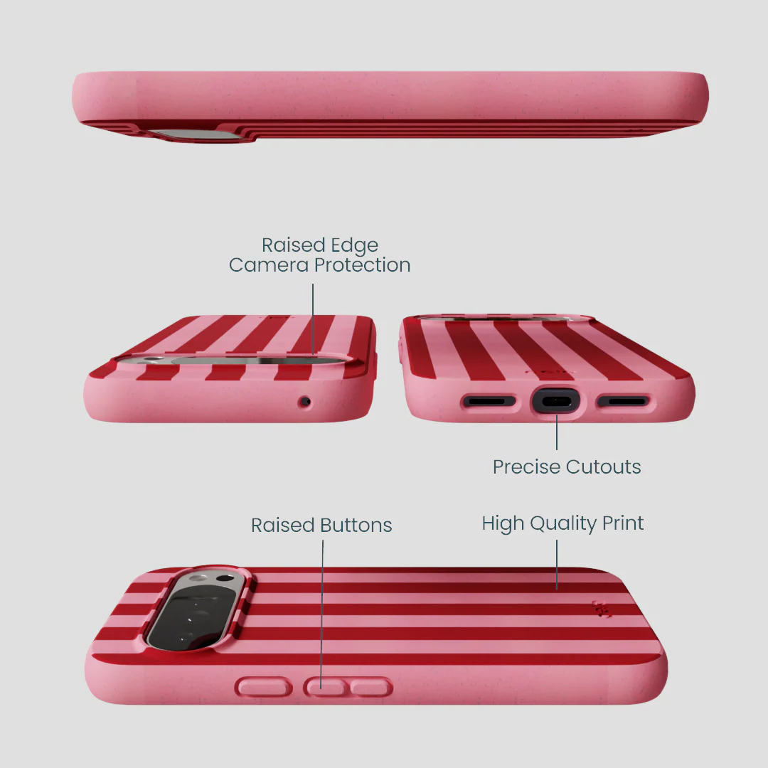 Bubblegum Pink Cherry Stripes Google Pixel 10 Pro XL Case - Image 2
