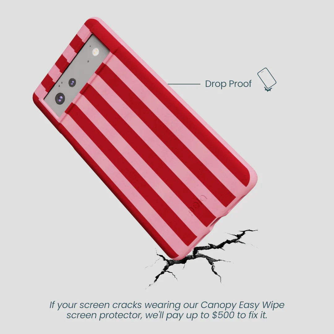 Bubblegum Pink Cherry Stripes Google Pixel 6 Case - Image 4