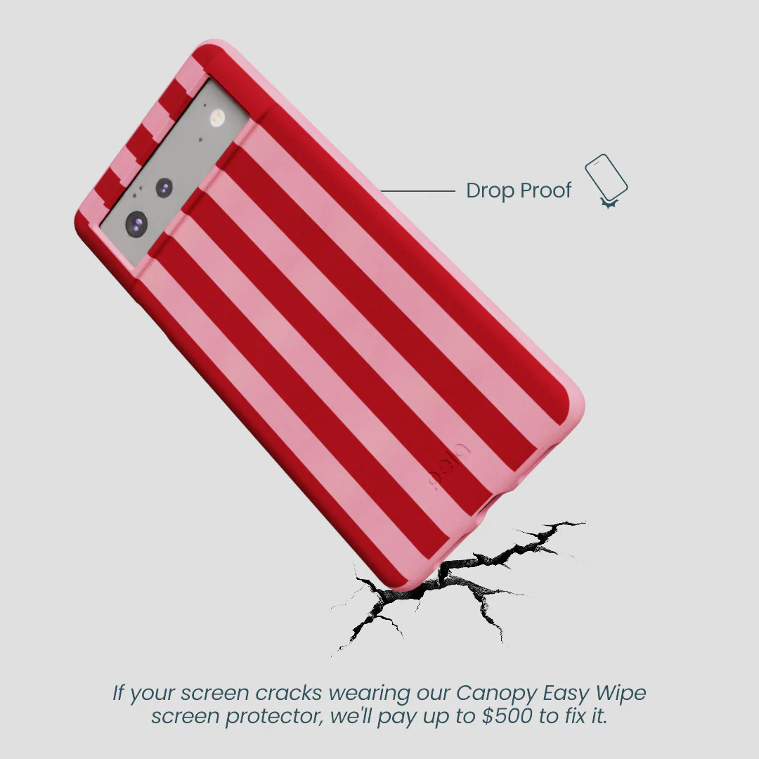 Bubblegum Pink Cherry Stripes Google Pixel 6a Case - Image 4