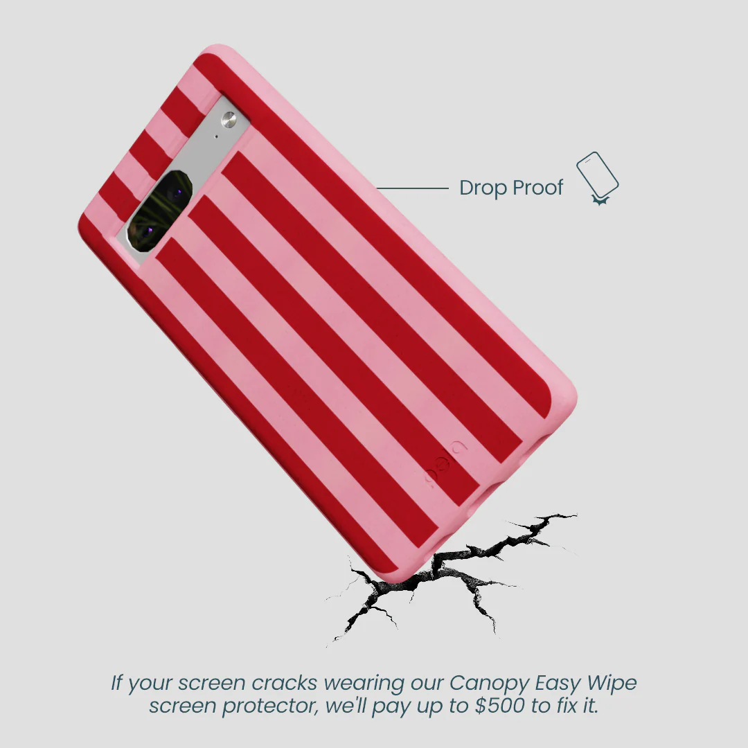 Bubblegum Pink Cherry Stripes Google Pixel 7 Case - Image 4